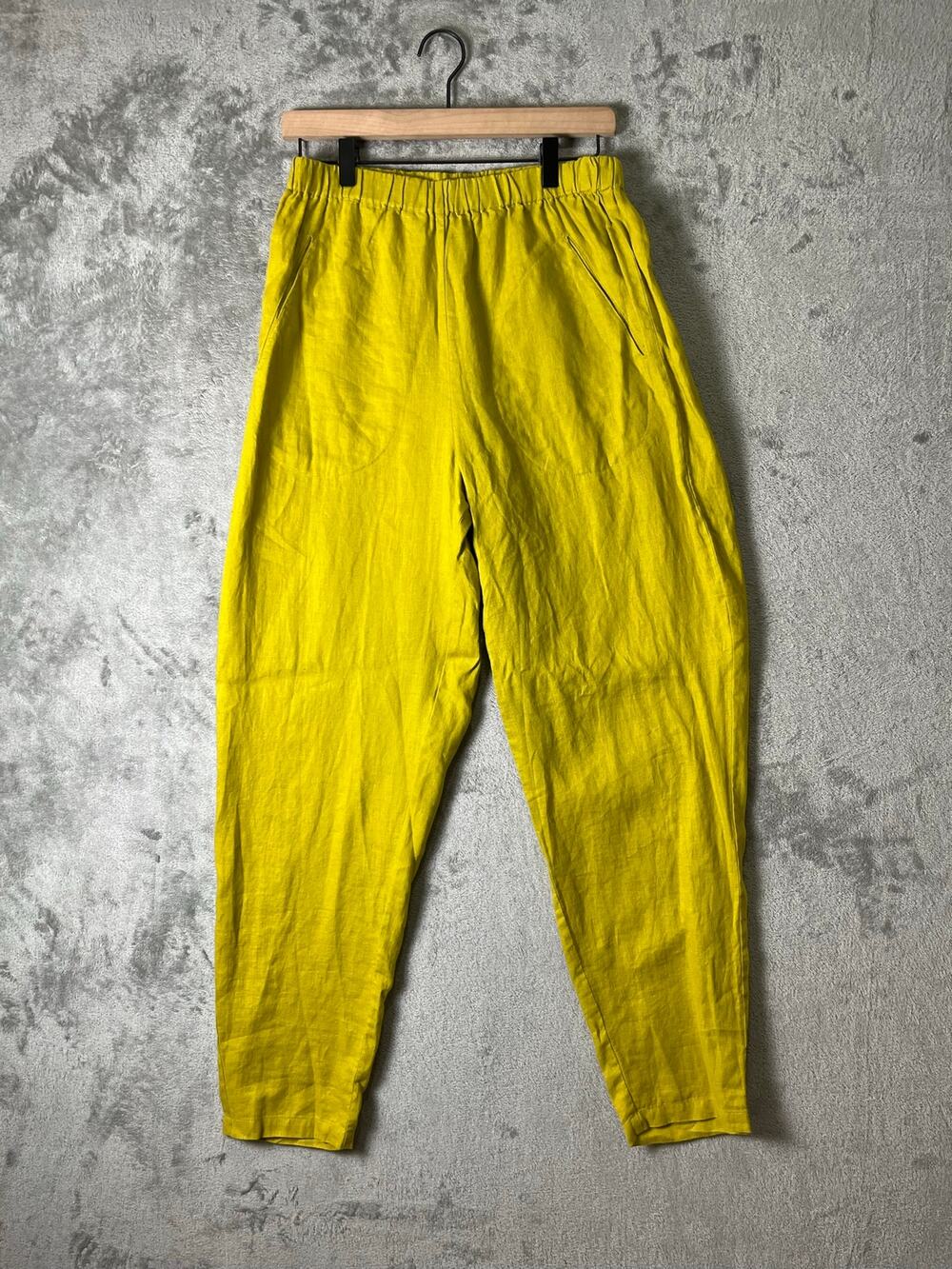 Bitte Kai Rand 100% Linen Yellow Pull On Pants Lagenlook Natural Size Medium New